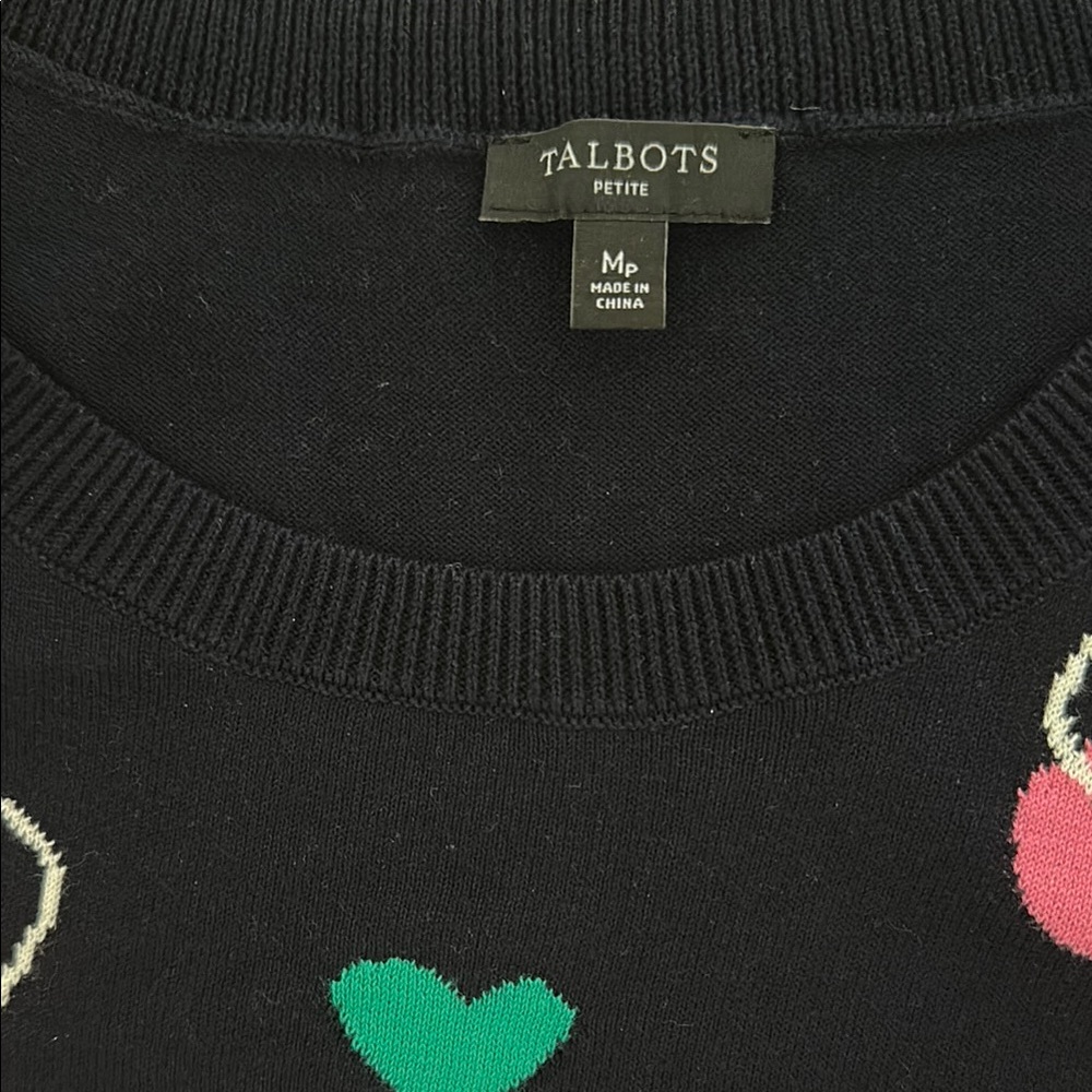 Talbots Cotton Colorful Heart Pattern Sweater - image 2